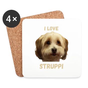 I love Strup.pi : ) Most dog ever - Untersetzer (4er-Set) - Weiß - Vorne