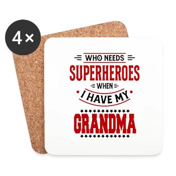 Superheroes Best Grandma Superheldin Beste Oma - Untersetzer (4er-Set) - Weiß - Vorne