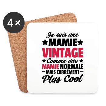 Je suis une mamie vintage / grand-mère vintage - Dessous de verre (lot de 4) - blanc - Devant
