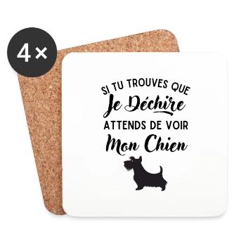 Mon Chien déchire 2 - Dessous de verre (lot de 4) - blanc - Devant