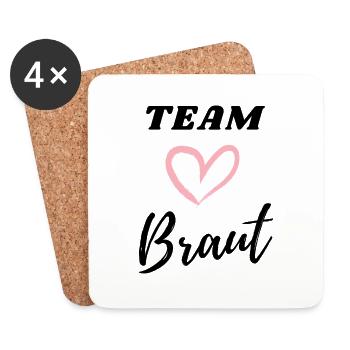 Team Braut rosa Herz - Untersetzer (4er-Set) - Weiß - Vorne