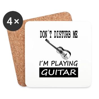 Guitare Joueur de guitare Instrument de musique - Dessous de verre (lot de 4) - blanc - Devant