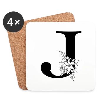 Letter J - Coasters (set of 4) - white - Front