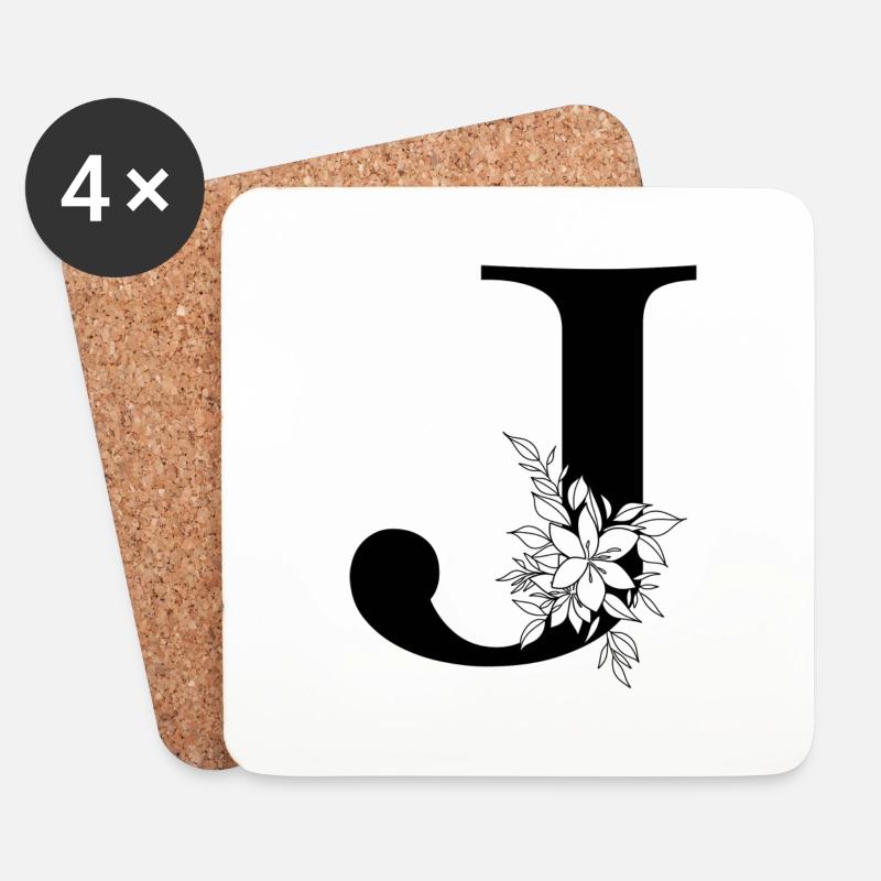 Buchstabe J - Untersetzer (4er-Set) - Weiß