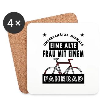 Unterschätze nie Frau mit Fahrrad Radfahren gift - Untersetzer (4er-Set) - Weiß - Vorne