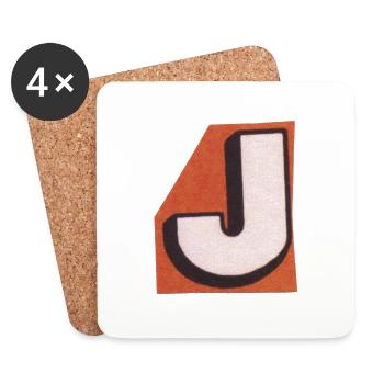Retro-Buchstabe J - Untersetzer (4er-Set) - Weiß - Vorne