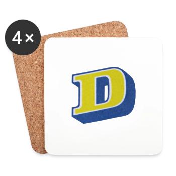 lettre D Typographie - Dessous de verre (lot de 4) - blanc - Devant
