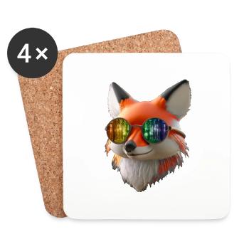 Fuchs Kopf mit Sonnenbrille - Untersetzer (4er-Set) - Weiß - Vorne