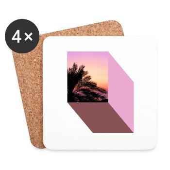 T-Shirt Urlaub Strand Palmen Ferien Sommer Sonne - Untersetzer (4er-Set) - Weiß - Vorne