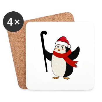 Hockey-xmas Christmas Motif Penguin Field Hockey - Coasters (set of 4) - white - Front