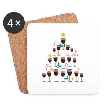 Wein Weihnachten. Weihnachtsgeschenk - Untersetzer (4er-Set) - Weiß - Vorne