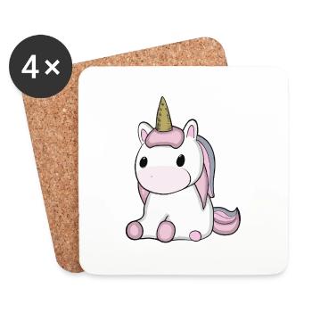 Idée cadeau Bébé Licorne - Dessous de verre (lot de 4) - blanc - Devant
