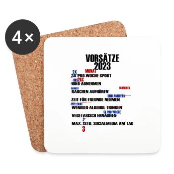 2023 Vorsätze Neujahr Silvester - Untersetzer (4er-Set) - Weiß - Vorne