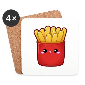French fries fries fast food face frieze USA - Coasters (set of 4) - white - Front