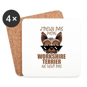 YORKSHIRE TERRIER CHIEN DE RACE - Dessous de verre (lot de 4) - blanc - Devant
