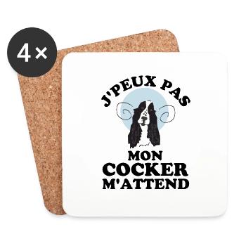 Drôle chien cocker - Dessous de verre (lot de 4) - blanc - Devant