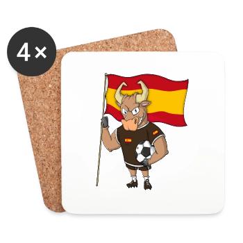 Taureau Fan Espagne - Dessous de verre (lot de 4) - blanc - Devant