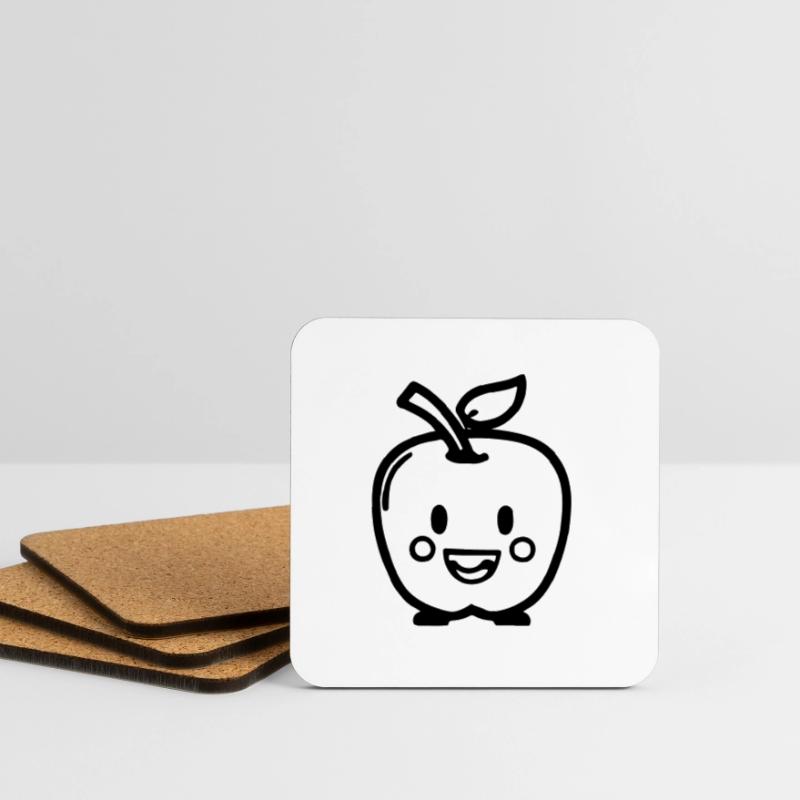 Cute Apple with Face Vector Gift Idea Coasters (set of 4)