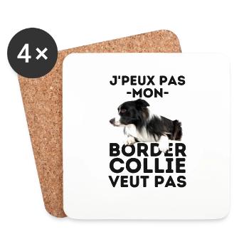 Mon Border collie veut pas - Dessous de verre (lot de 4) - blanc - Devant