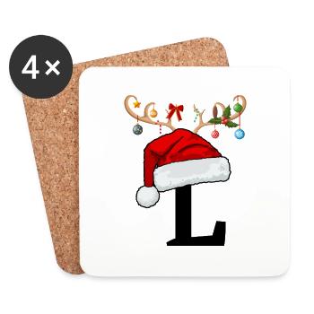 Letter L Christmas hat - Coasters (set of 4) - white - Front