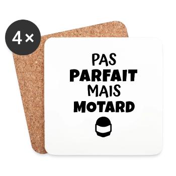 pas parfait mais motard / cadeau humour motard - Dessous de verre (lot de 4) - blanc - Devant