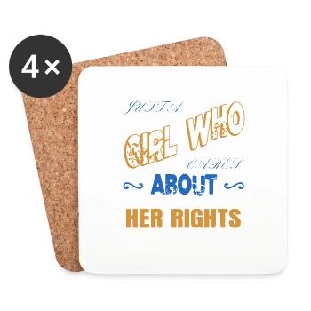 Activisme pour les droits des femmes Chats heureux Egalité des droits - Dessous de verre (lot de 4) - blanc - Devant