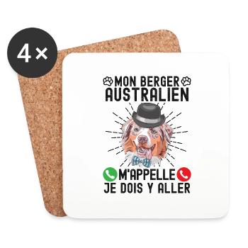berger australien 2 - Dessous de verre (lot de 4) - blanc - Devant