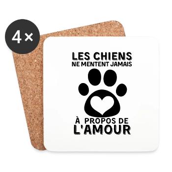 Les chiens ne mentent jamais à propos de l amour 1 - Dessous de verre (lot de 4) - blanc - Devant