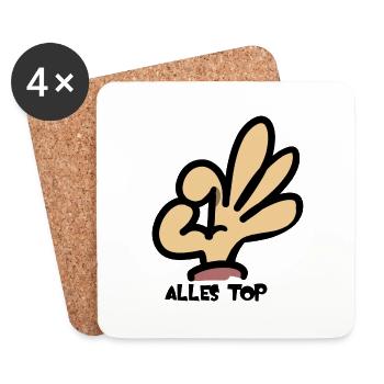 Handzeichen - Untersetzer (4er-Set) - Weiß - Vorne