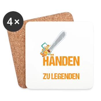 Holz machen Kettensäge - Untersetzer (4er-Set) - Weiß - Vorne