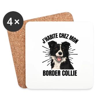 J HABITE CHEZ MON BORDER COLLIE 1 - Dessous de verre (lot de 4) - blanc - Devant