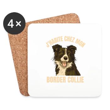 J HABITE CHEZ MON BORDER COLLIE 2 - Dessous de verre (lot de 4) - blanc - Devant