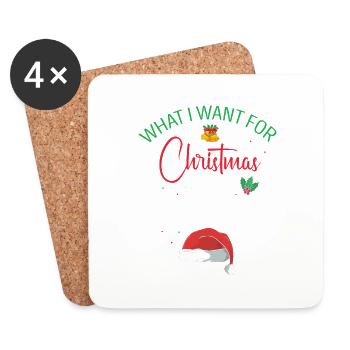 Je veux pour Noël, c’est être laissé seul amusant - Dessous de verre (lot de 4) - blanc - Devant