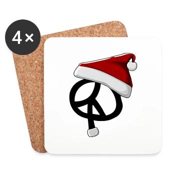 Paix d’hiver Noël Signe de paix 11 - Dessous de verre (lot de 4) - blanc - Devant