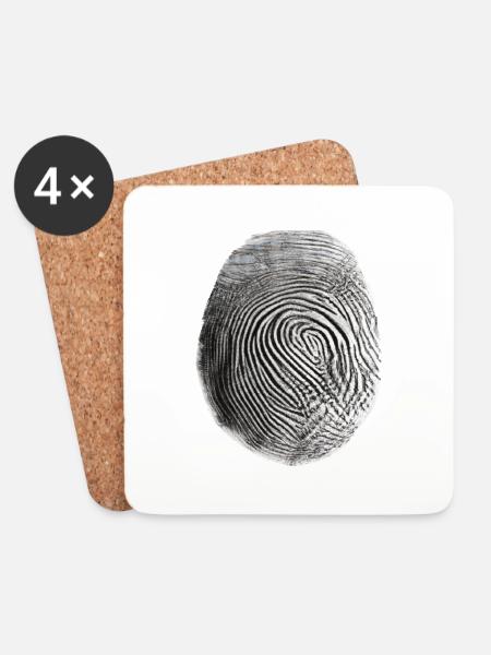 Fingerprint black - Untersetzer (4er-Set) - Weiß