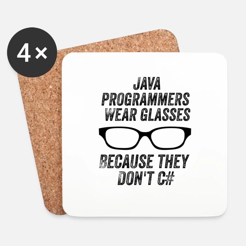 Drôles de programmeurs Java - Dessous de verre (lot de 4) - blanc