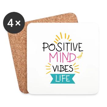 positif vibrations positives citation de vie positive. - Dessous de verre (lot de 4) - blanc - Devant