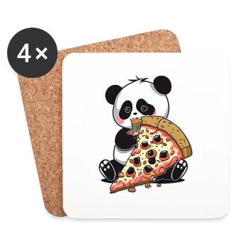 Cute Kawaii Panda Who Eats Pizza Anime Manga - Coasters (set of 4) - white - Front