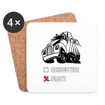 Pilote de camion - Dessous de verre (lot de 4) - blanc - Devant