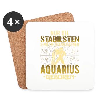 Sternzeichen stabil Aquarius Geschenk - Untersetzer (4er-Set) - Weiß - Vorne
