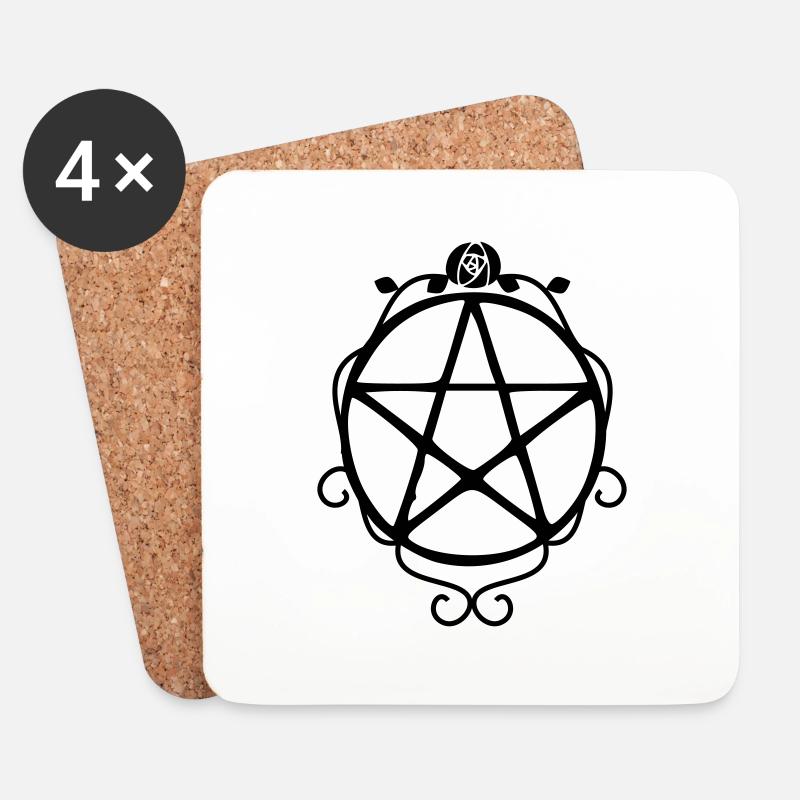Wicca Sternsymbol - Untersetzer (4er-Set) - Weiß