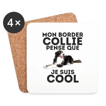 border collie 6 - Dessous de verre (lot de 4) - blanc - Devant