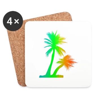 Tropical Beach Paradise Palm Rainbow 5 - Coasters (set of 4) - white - Front