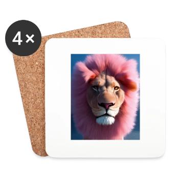Dessin animé d’une lionne queer - Dessous de verre (lot de 4) - blanc - Devant