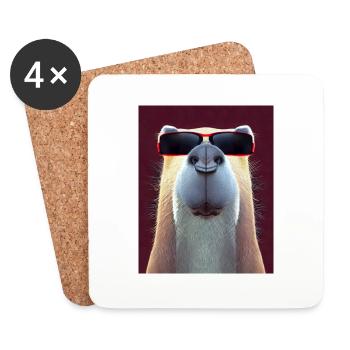 Cool Alpacas Portrait of Alpacas with sunglasses - Coasters (set of 4) - white - Front