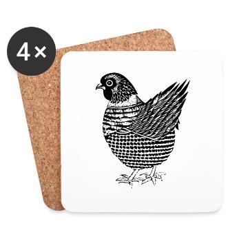 Drôle de poulet Line Art Pop Art Minimaliste 2 - Dessous de verre (lot de 4) - blanc - Devant