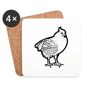Drôle de ligne de poulet Art Pop Art Minimaliste 6 - Dessous de verre (lot de 4) - blanc - Devant