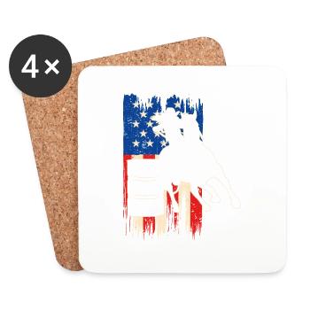 Barrel Racer American Flag, Patriotic Rodeo Barrel - Untersetzer (4er-Set) - Weiß - Vorne