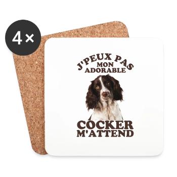 Mon adorable chien cocker - Dessous de verre (lot de 4) - blanc - Devant