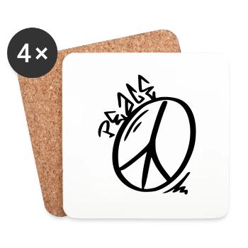 Peace Sign Drawing Peace Sketch black - Coasters (set of 4) - white - Front